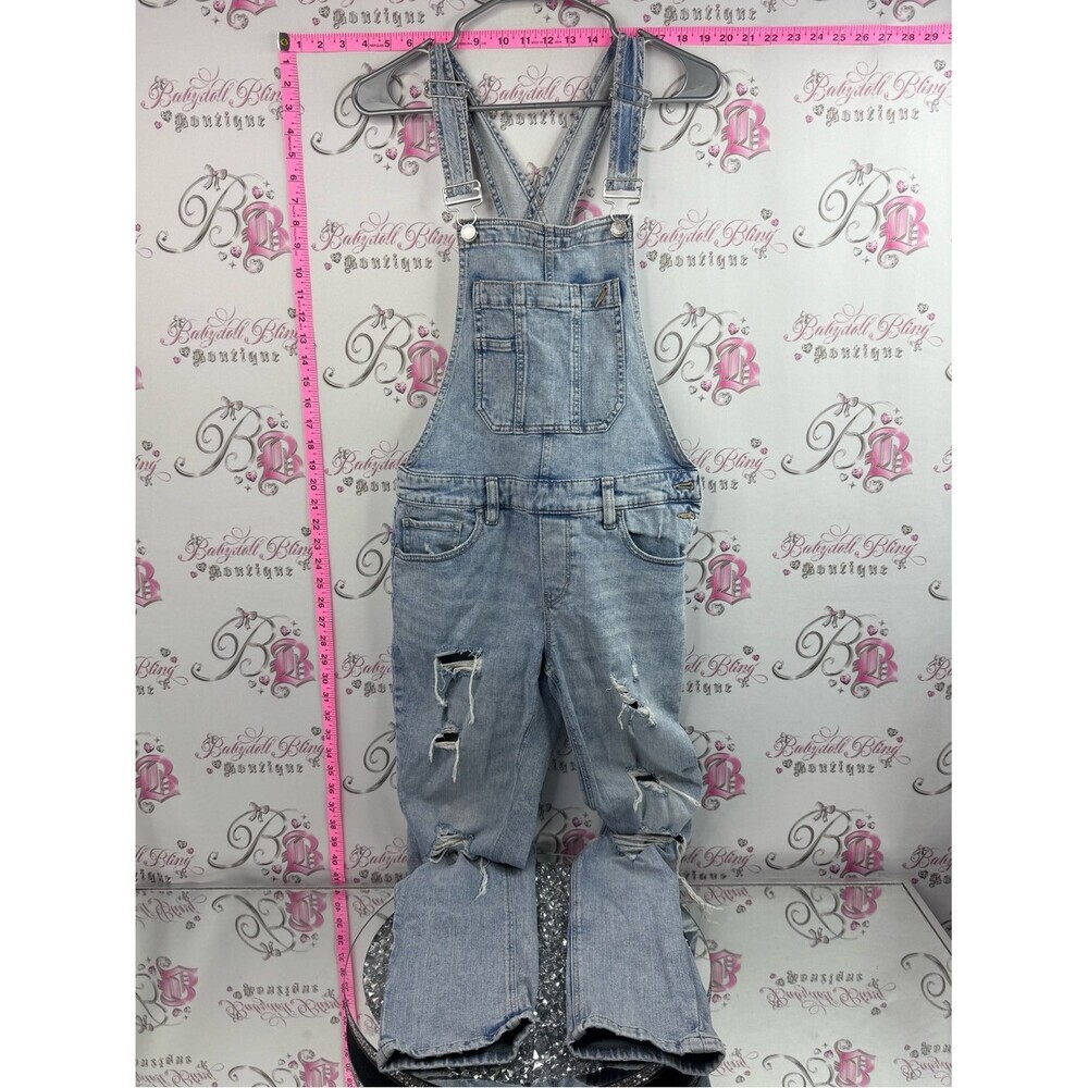 Garage overalls jumper one piece pants Light Blue Distressed Denim Overalls